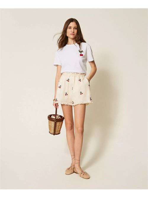 T-shirt regular con spilla crochet TWINSET | TT2271/00001